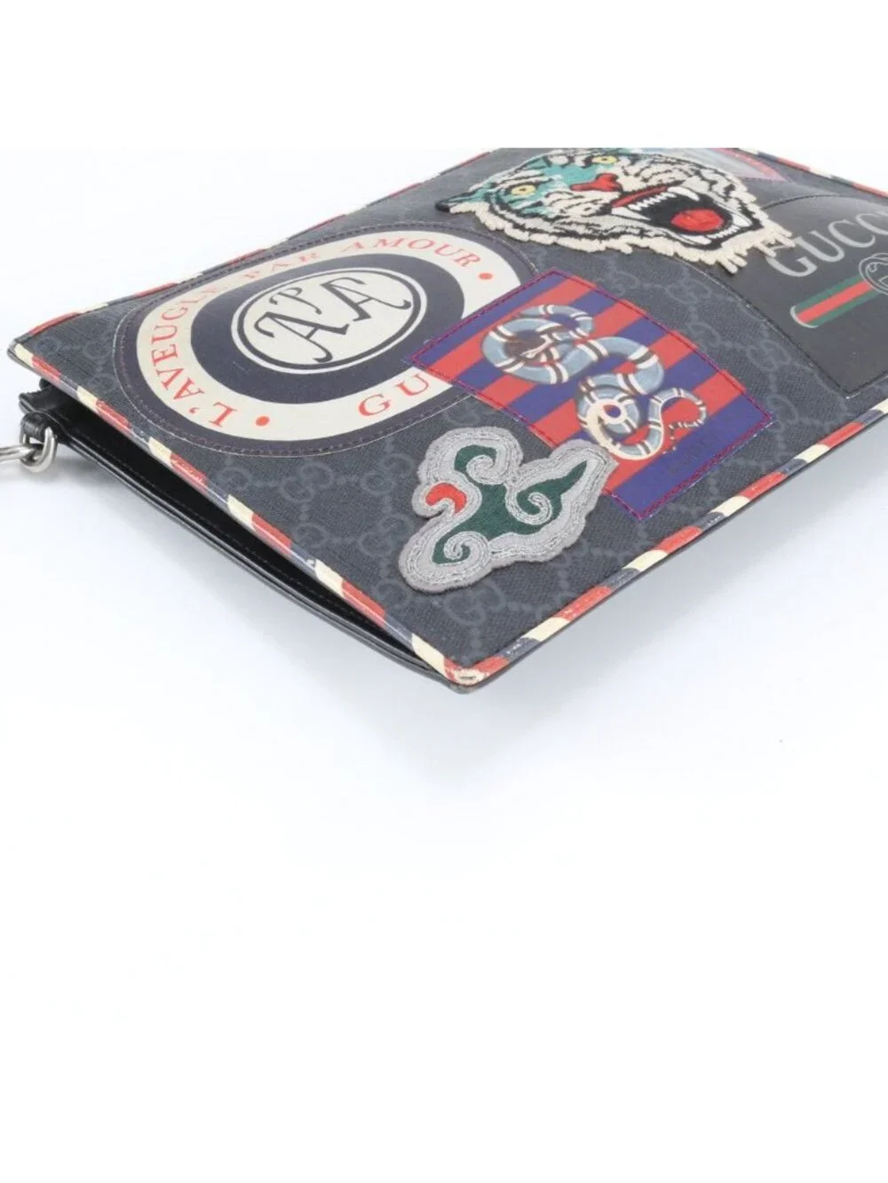 Gucci GG Supreme Night Courier Leather Clutch Pouch Business